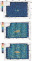 Figure 7.2-5  Fold of coverage maps for source-receiver azimuths that fall within the azimuthal ranges in degrees measured from the north: (340-40) and (160-220) (top); (40-100) and (220-280) (middle); and (280-340) and (100-160) (bottom). See the base map in Figure 7.2-1, full-fold coverage map in Figure 7.2-3, partial-fold coverage maps in Figure 7.2-4, and the details in the text.