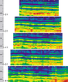Figure 11.3-29  Part 1: Selected inline sections from the acoustic impedance volume.