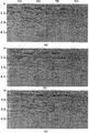 Figure 11.3-11  Second portion of: (a) unmigrated CMP stack as in Figure 11.3-6; (b) migrated CMP stack as in Figure 11.3-7; (c) migrated CMP stack with a constant phase rotation of -90 degrees. A display gain has been applied to all three sections.