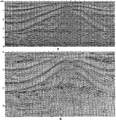 Figure 10.1-13  The Southern Gas Basin line: (a) depth image from poststack depth migration using the same velocity-depth model in Figure 10.1-9 as for the depth image from prestack depth migration shown in Figure 10.1-11b; (b) time image from poststack time migration. These images are from the right-half of the line as in Figure 10.1-1. See text for the labeled events.
