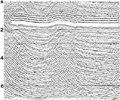 Figure 4.5-24  Wraparound effect in frequency-space migration: The input stacked section is shown in Figure 4.2-15a and the desired migration using the phase-shift method is shown in Figure 4.2-15b.