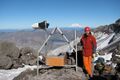 A U.S. Geological Survey seismologist installs a monitoring station on Mt. St. Helens. Credit: U.S. Geological Survey