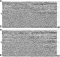 Figure 3.4-37  (a) A CMP stack with refraction statics applied using the least-squares method (compare with Figures 3.4-34a and Figure 3.4-36a), (b) same as in (a) with residual statics corrections.