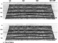 Figure C-6  CMP stack associated with the model data in Figure 3.4-14 — (a) with refraction statics corrections using the L1-norm, (b) section as in (a) after residual statics corrections using the L1-norm. Compare with the L2-norm results in Figure 3.4-17.